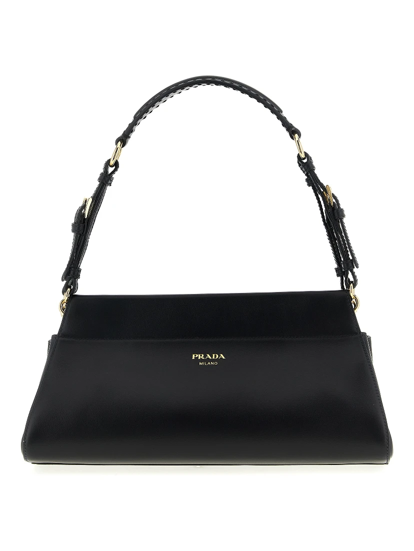 Black Calfskin Shoulder Bag