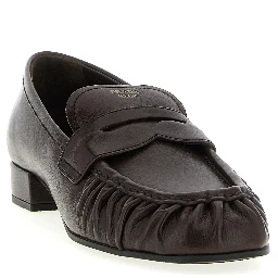 Brown Buffalo Leather Slip-On Loafers