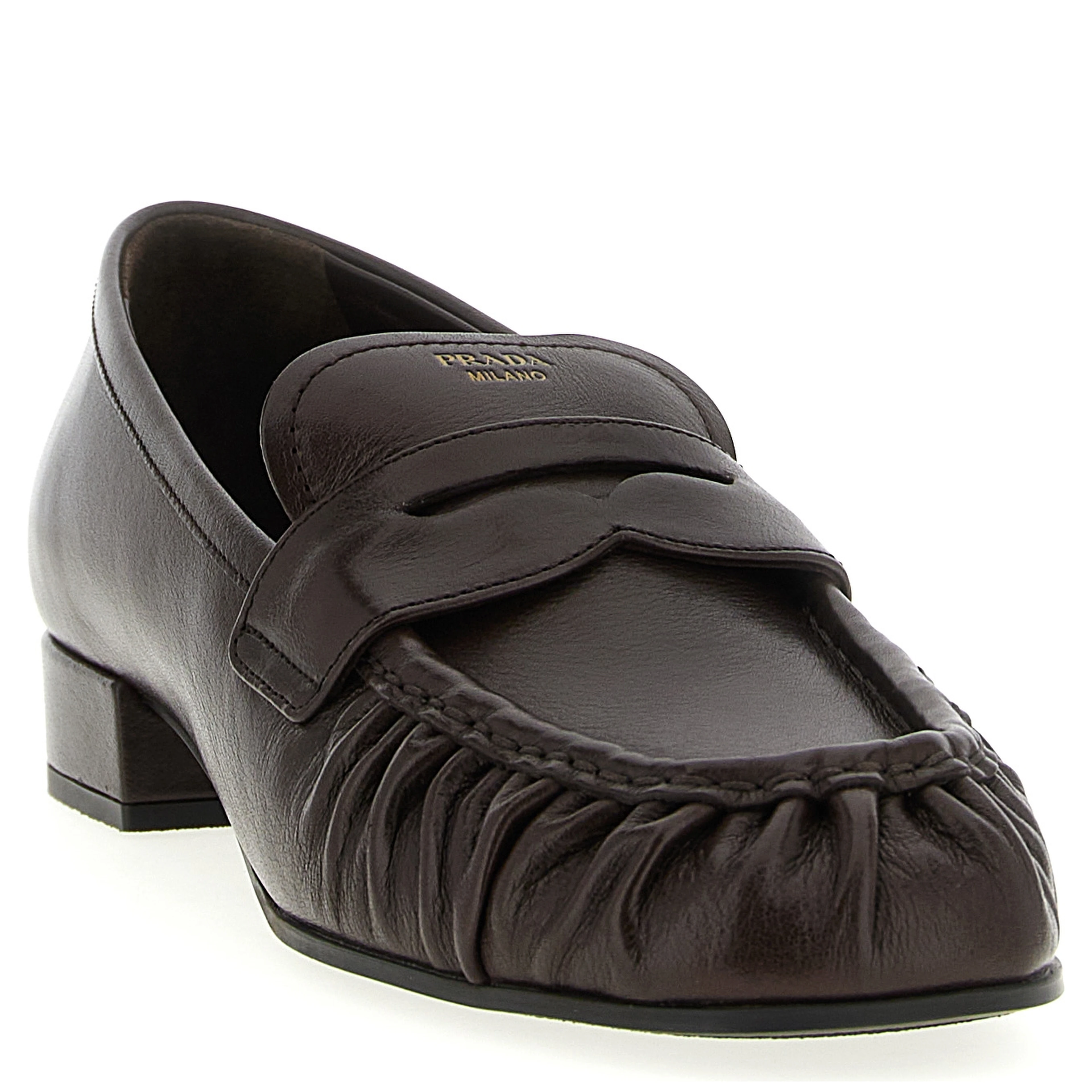 Brown Buffalo Leather Slip-On Loafers