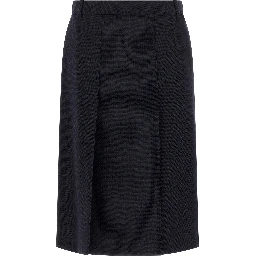 Blue Virgin Wool Midi Skirt