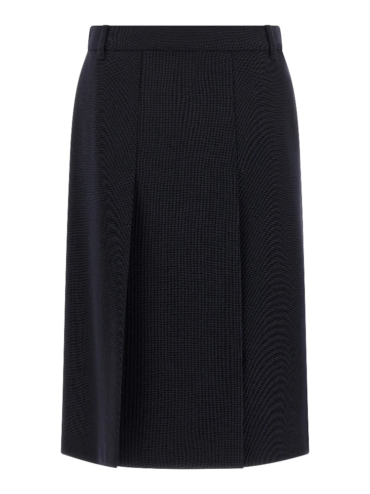 Blue Virgin Wool Midi Skirt