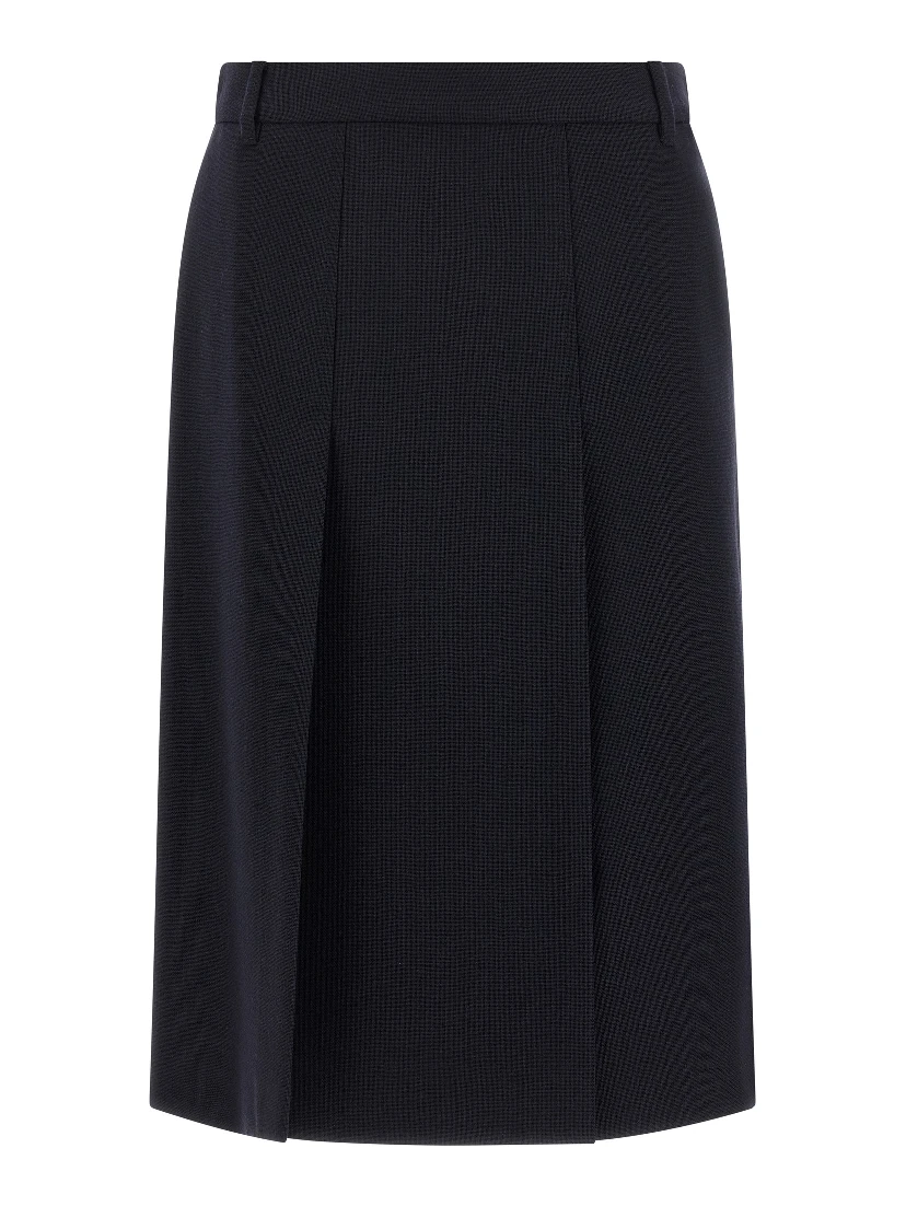 Blue Virgin Wool Midi Skirt