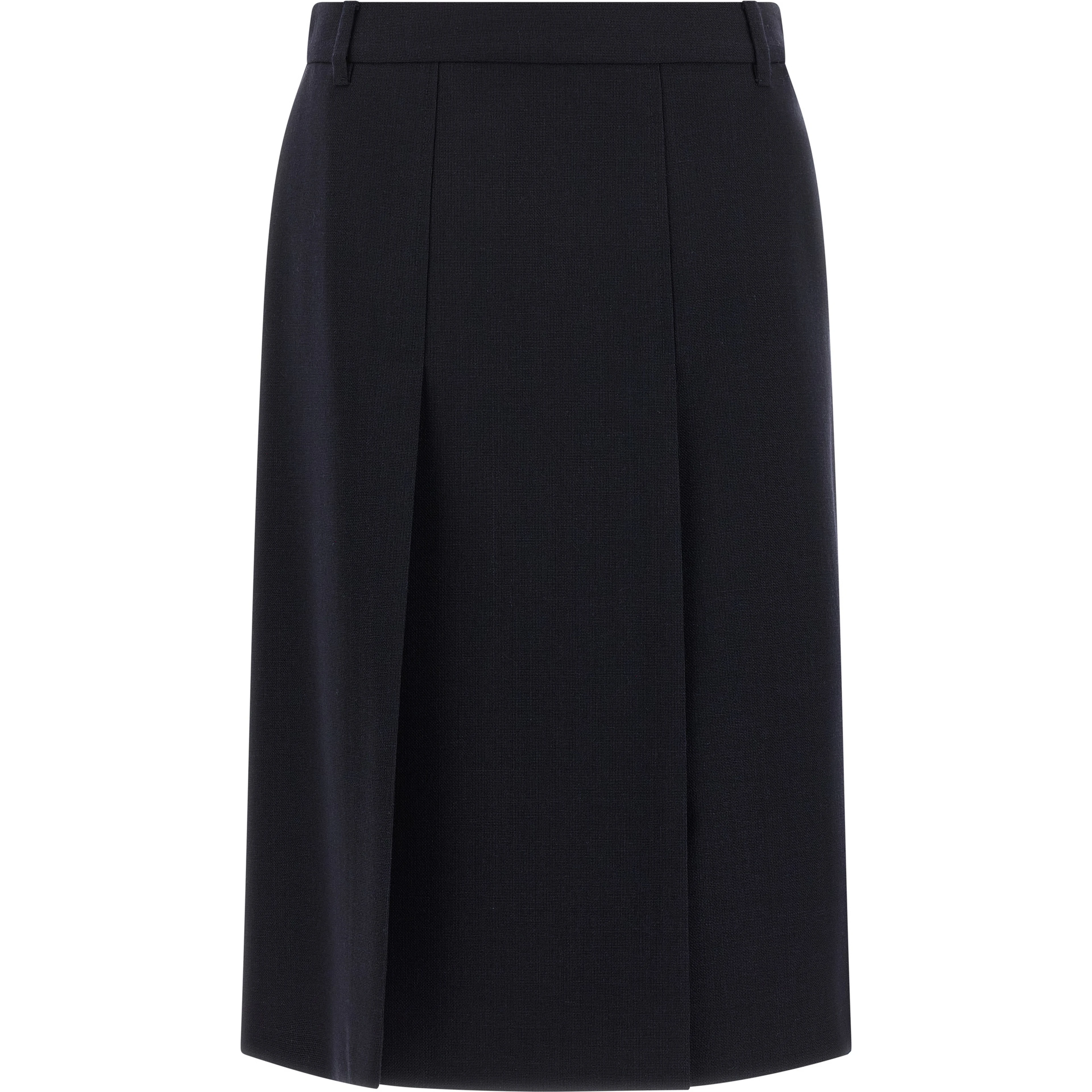 Blue Virgin Wool Midi Skirt