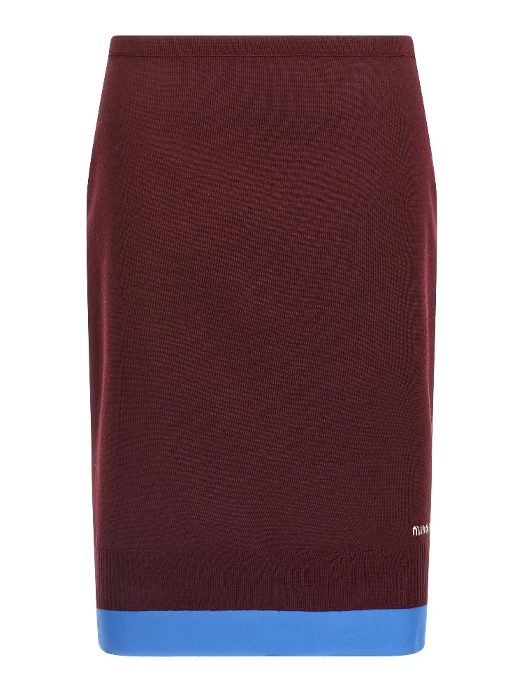 Bordeaux Virgin Wool Midi Skirt
