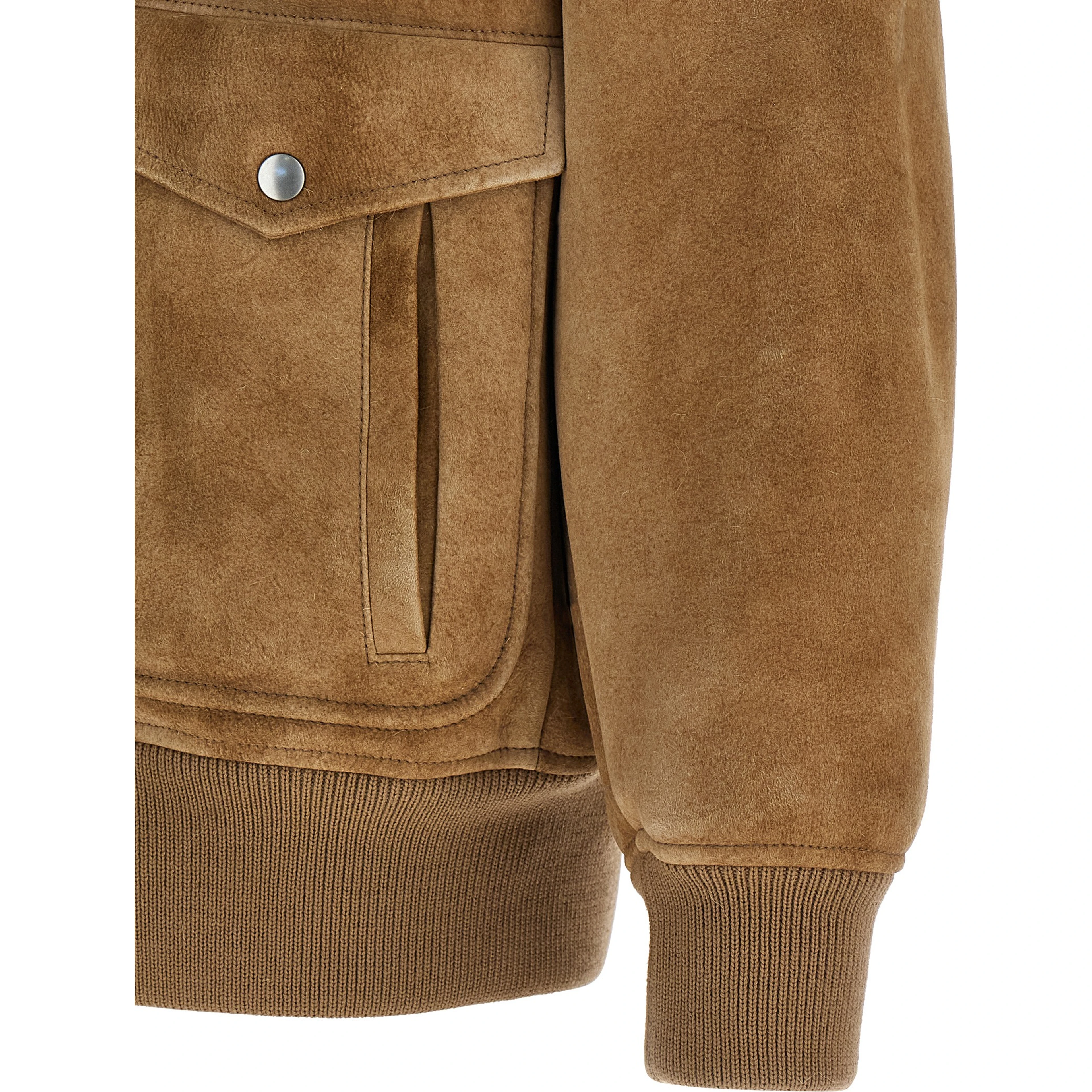 Beige Lamb Leather Bomber
