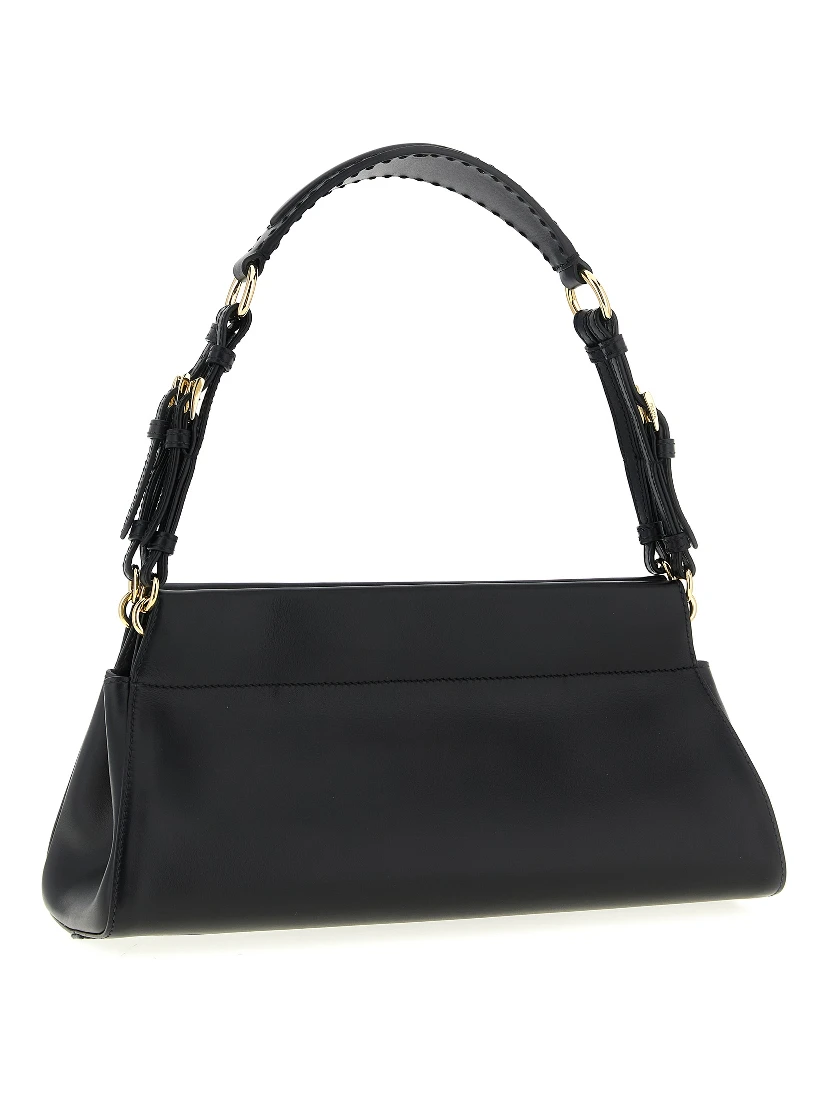 Black Calfskin Shoulder Bag