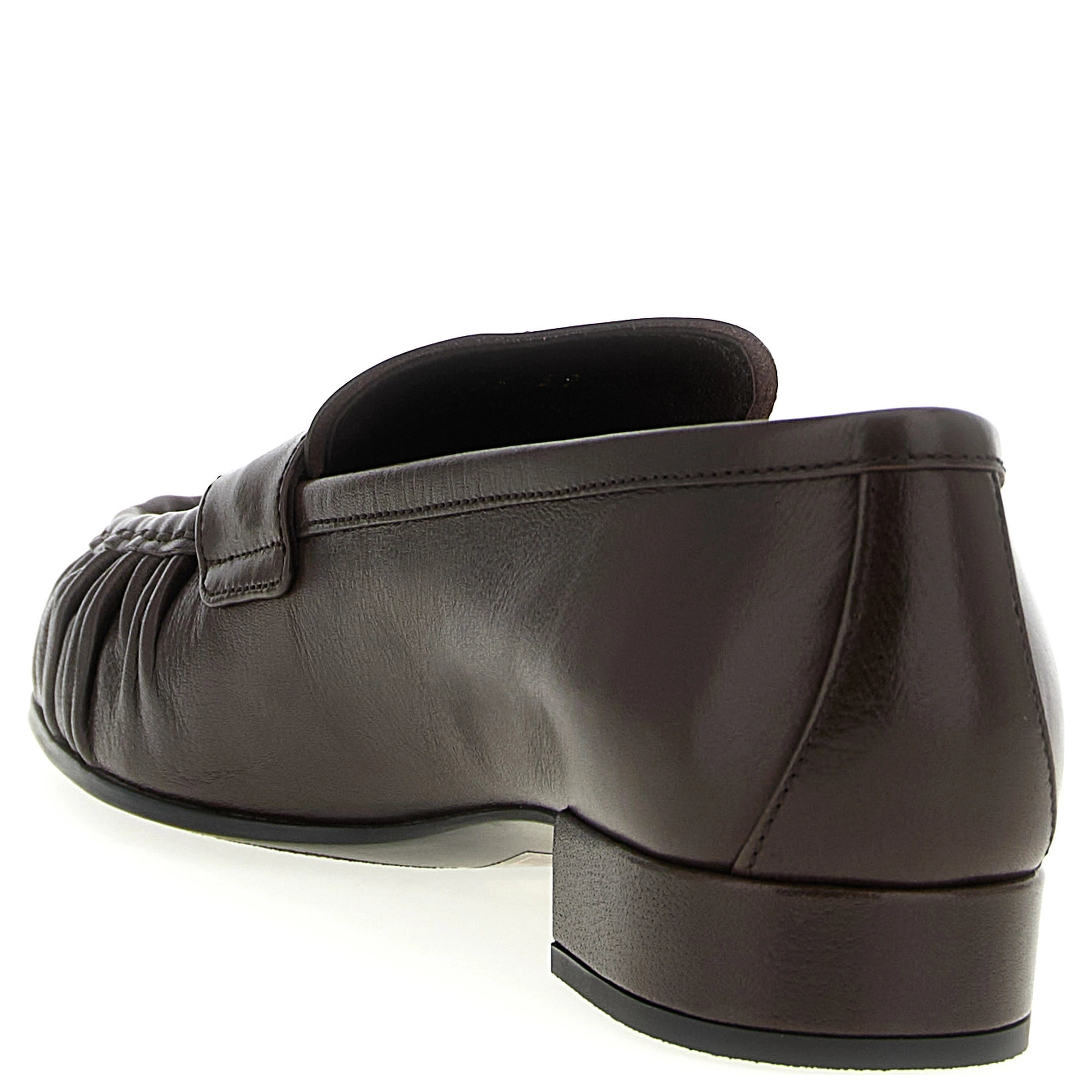 Brown Buffalo Leather Slip-On Loafers