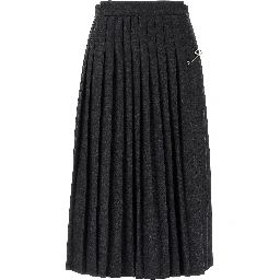 Gray Virgin Wool Midi Skirt