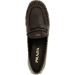 Brown Buffalo Leather Slip-On Loafers