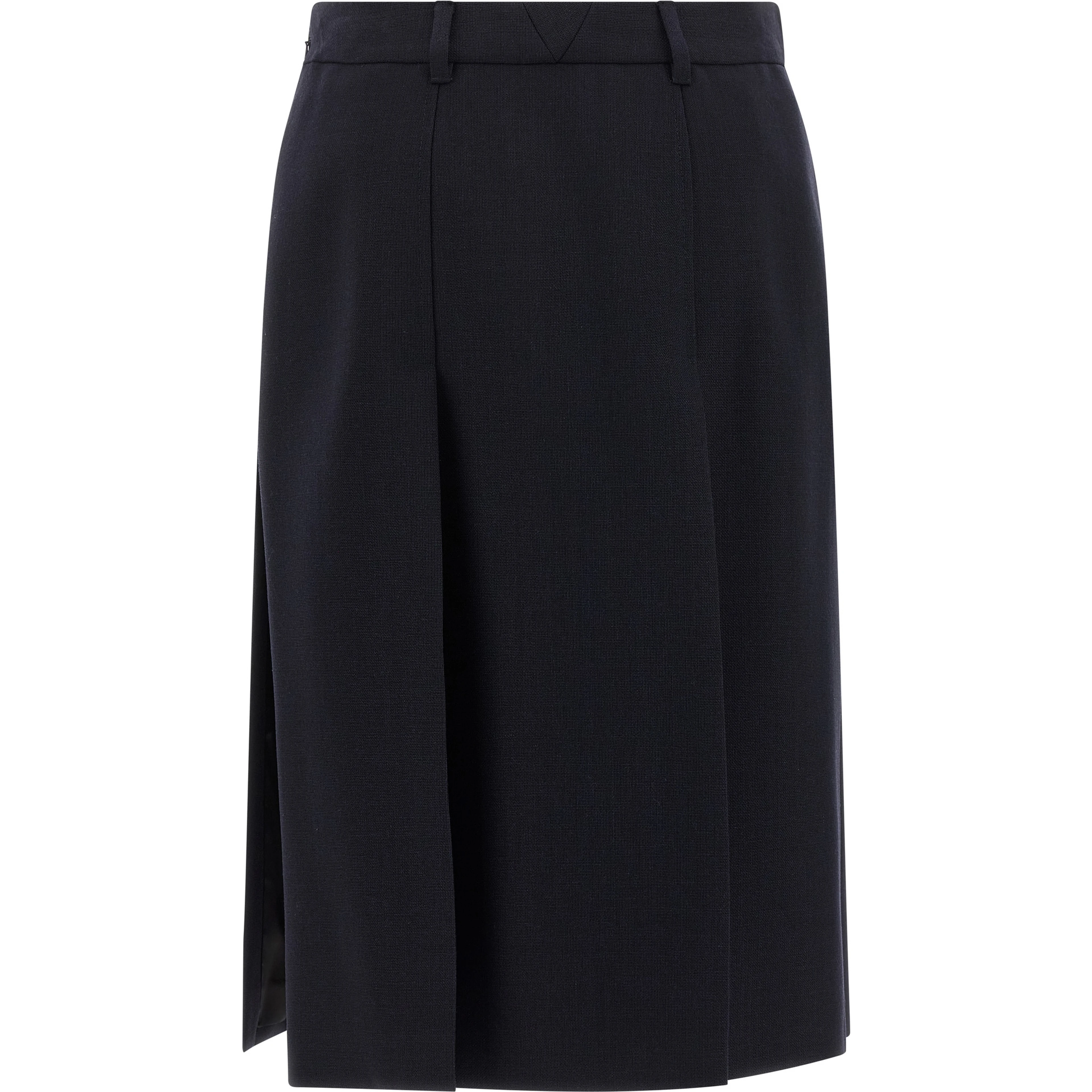 Blue Virgin Wool Midi Skirt