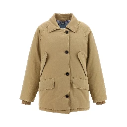 Beige Cotton Full-Length Jacket