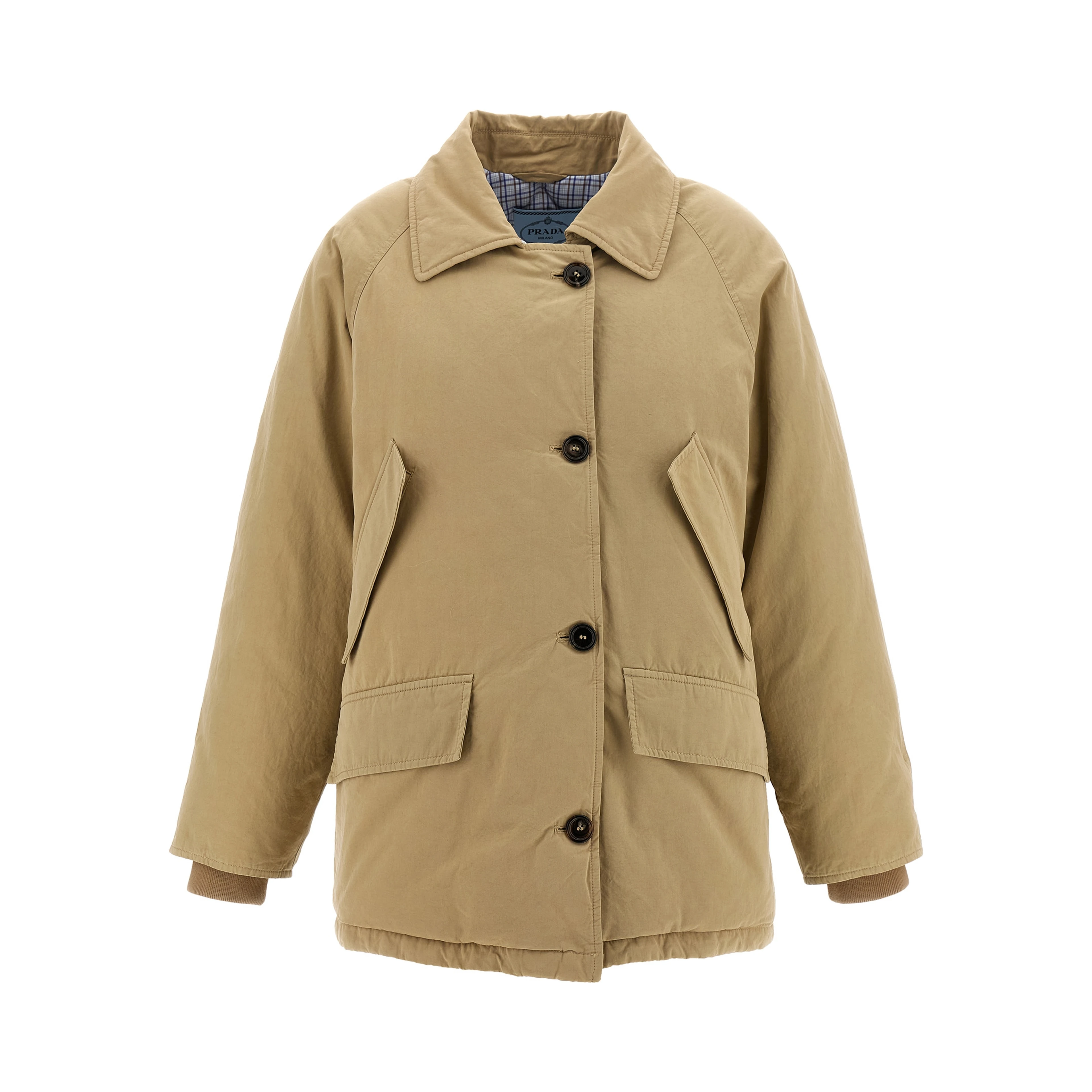 Beige Cotton Full-Length Jacket