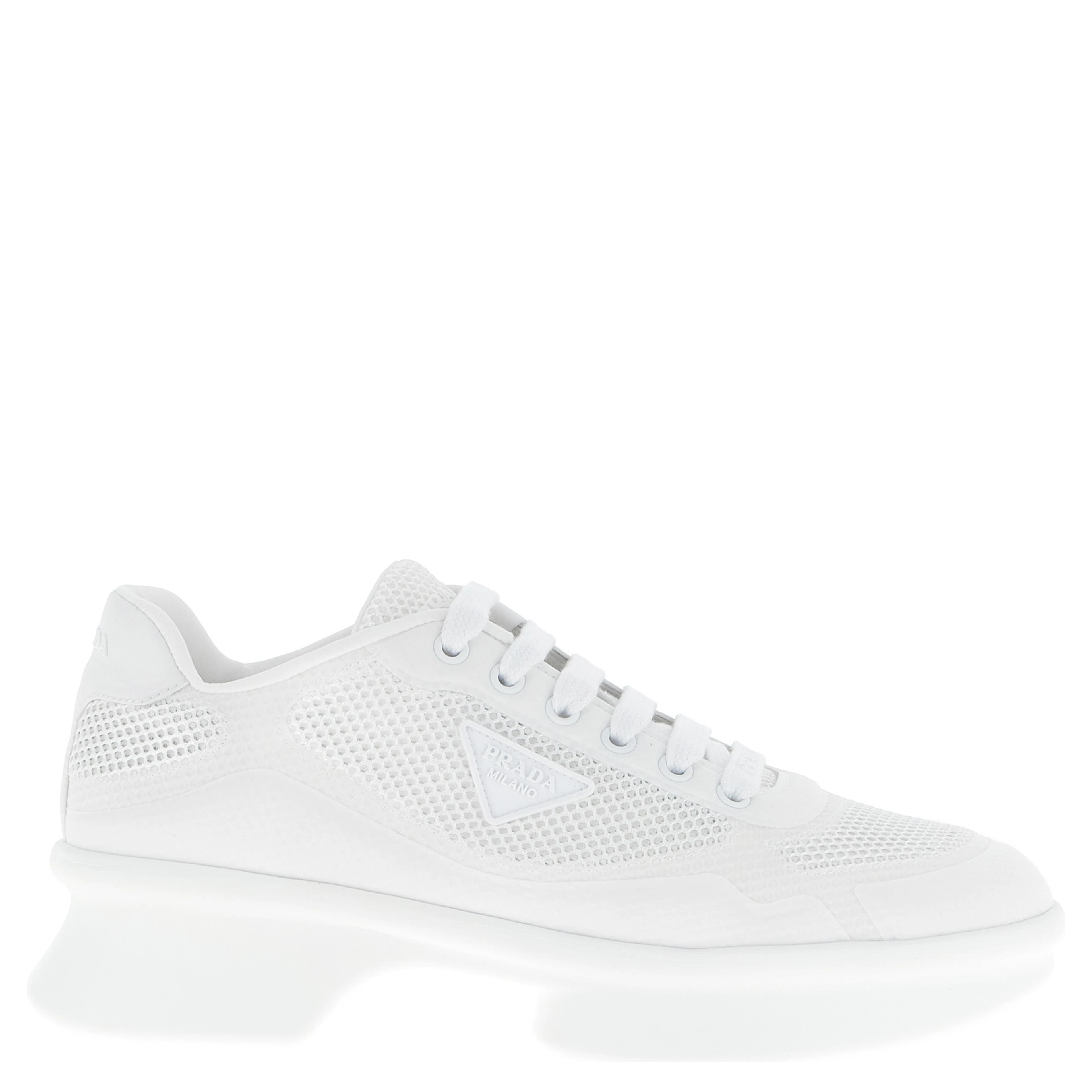 White Polyester Athletic Sneakers