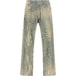 Blue Cotton Casual Pants