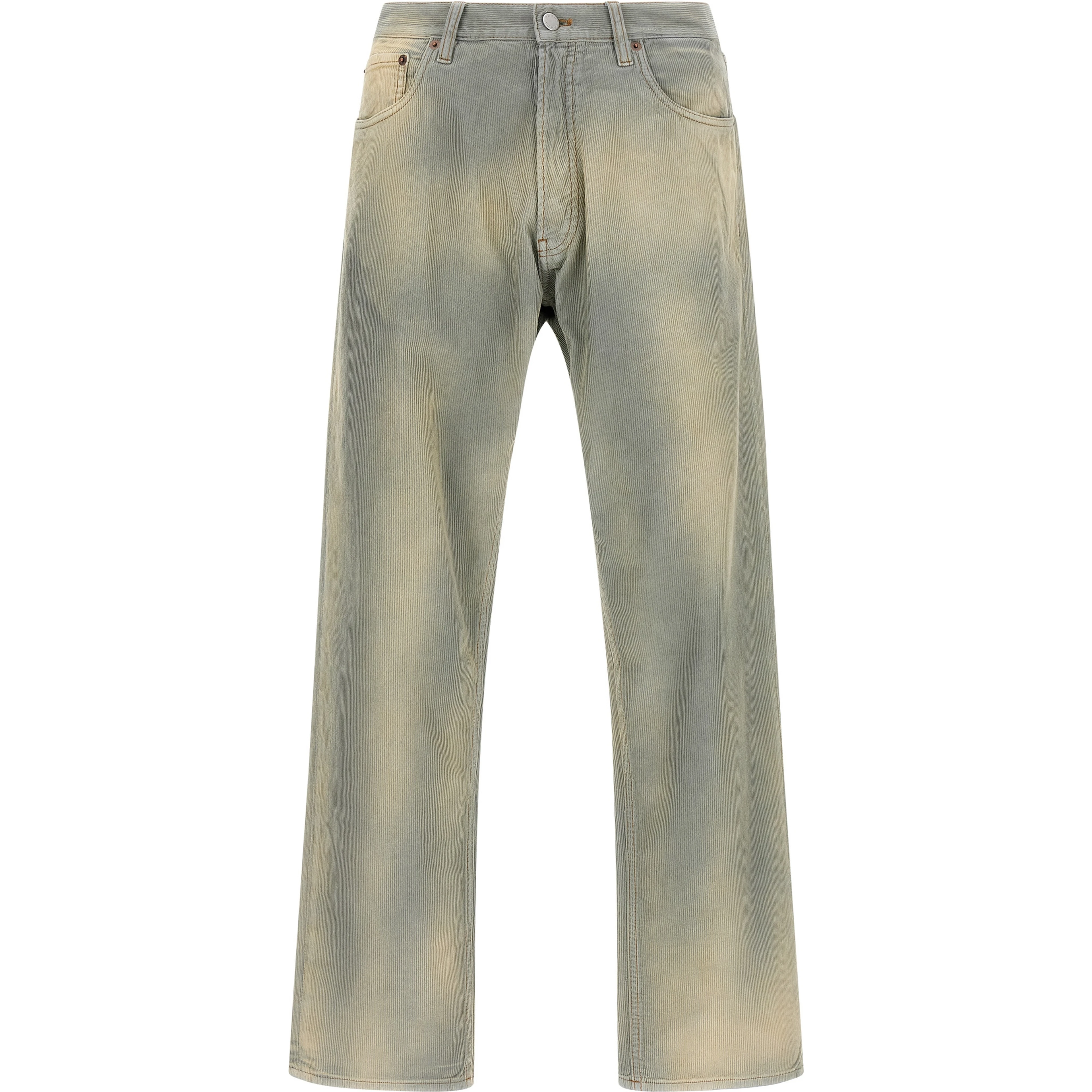 Blue Cotton Casual Pants