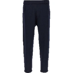 Blue Polyester Casual Pants