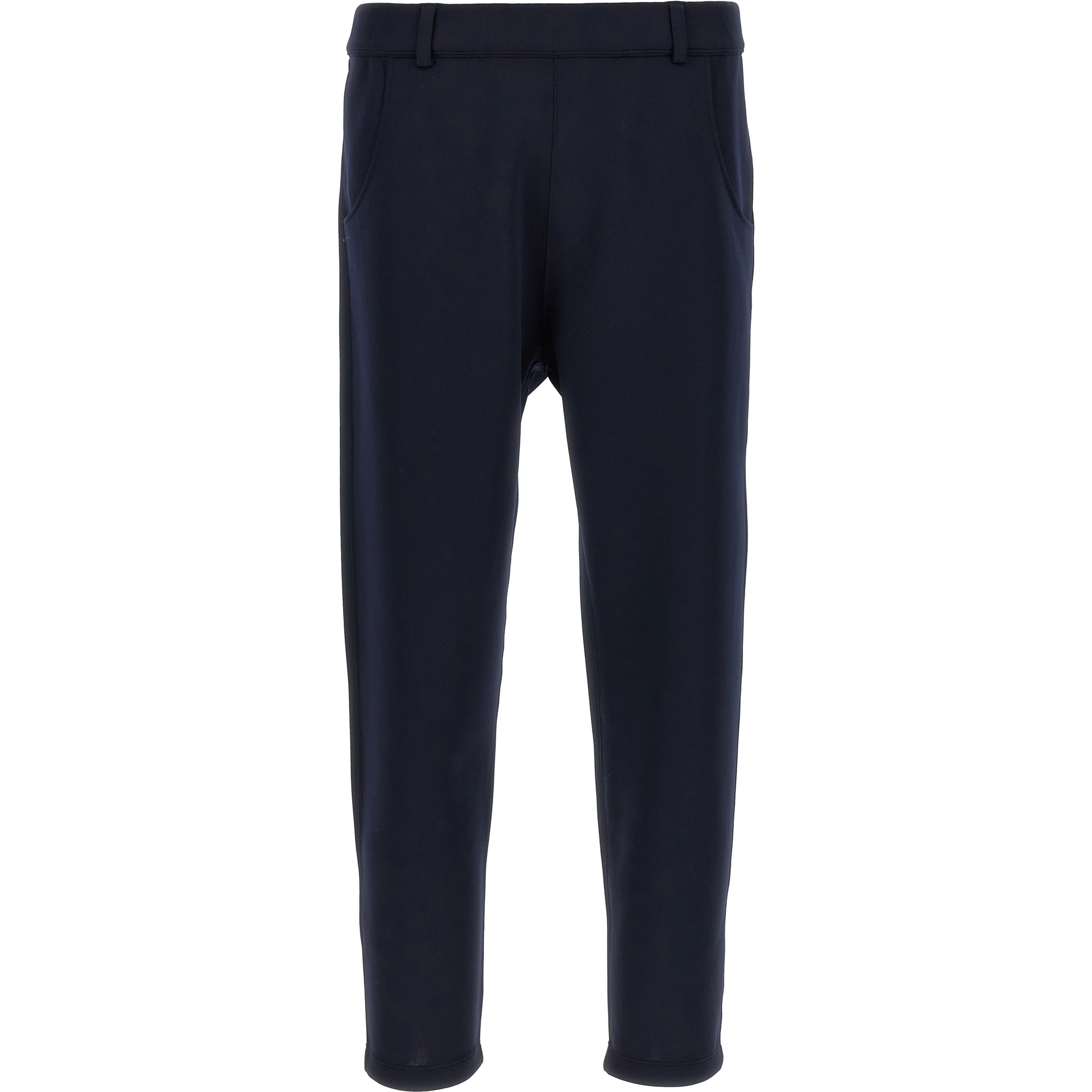 Blue Polyester Casual Pants