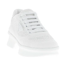 White Polyester Athletic Sneakers