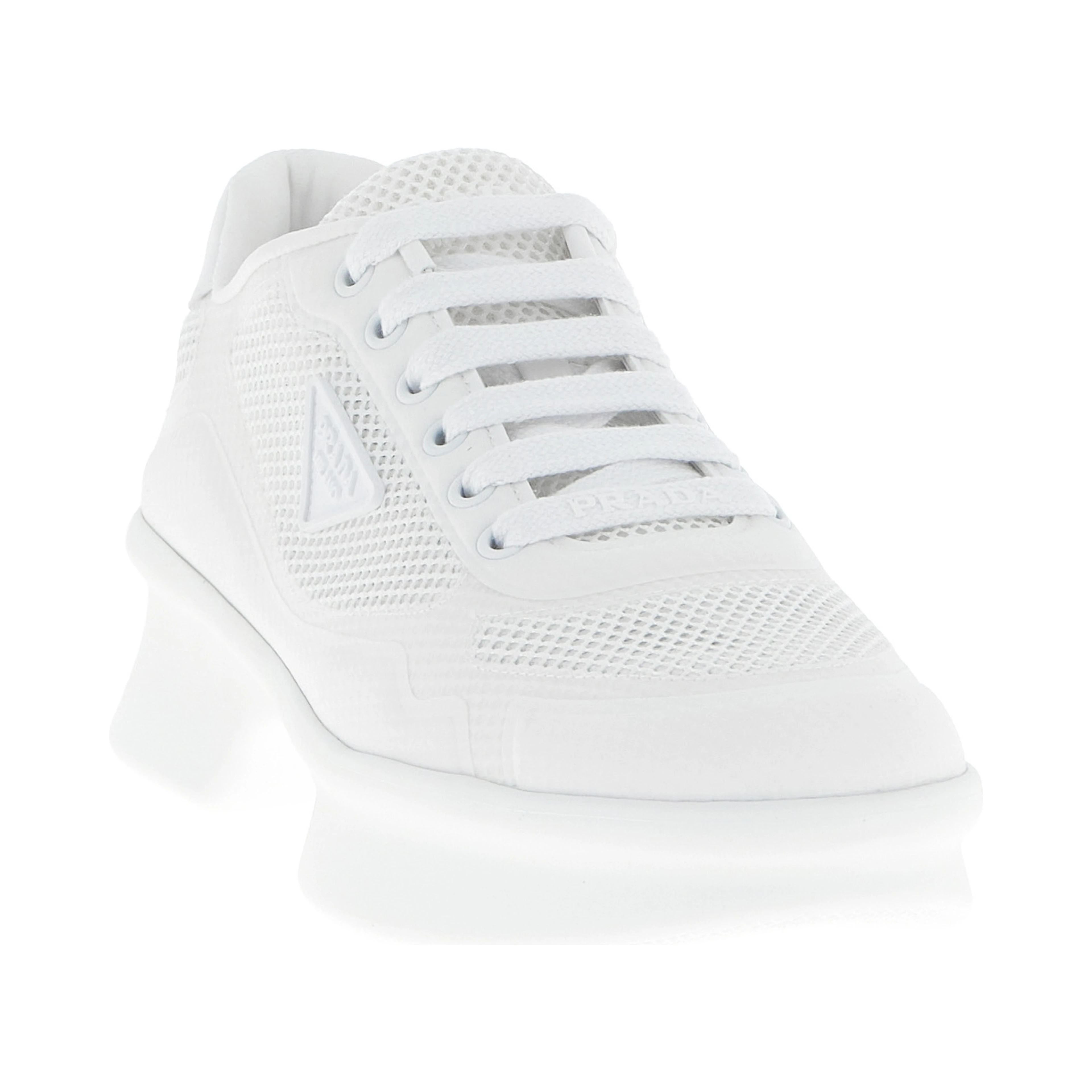 White Polyester Athletic Sneakers
