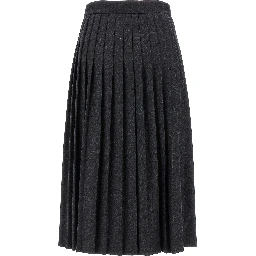 Gray Virgin Wool Midi Skirt