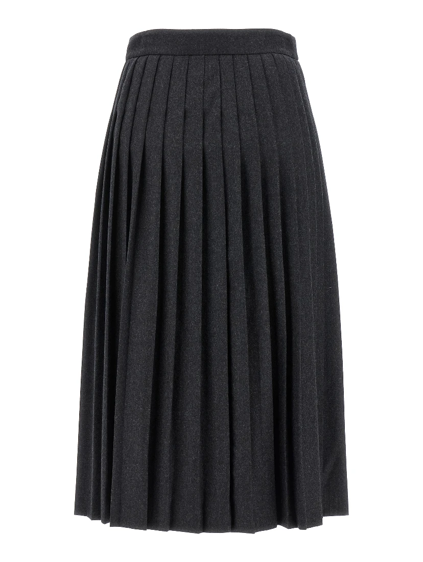 Gray Virgin Wool Midi Skirt