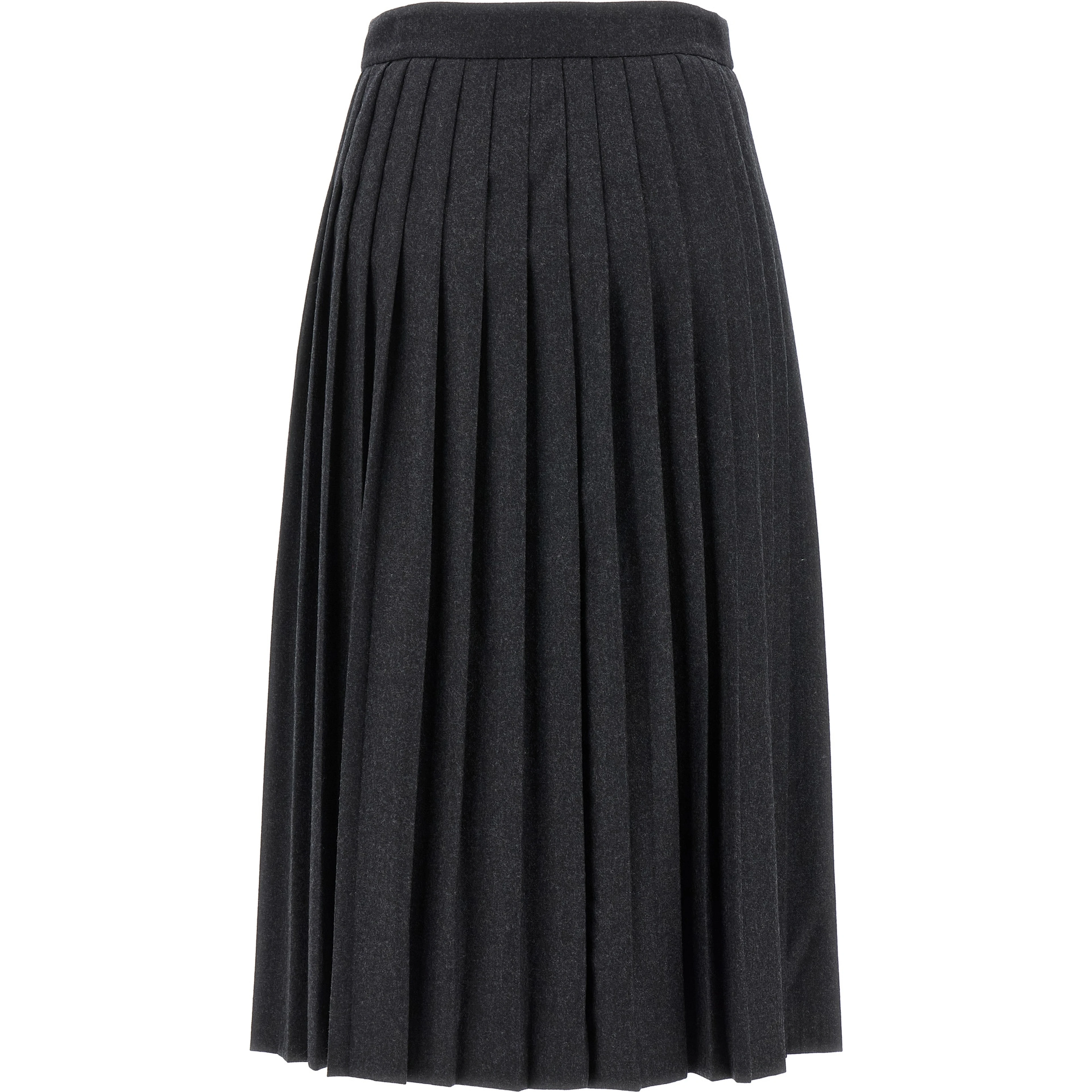 Gray Virgin Wool Midi Skirt
