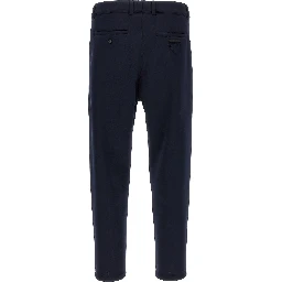 Blue Polyester Casual Pants