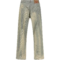 Blue Cotton Casual Pants