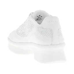 White Polyester Athletic Sneakers