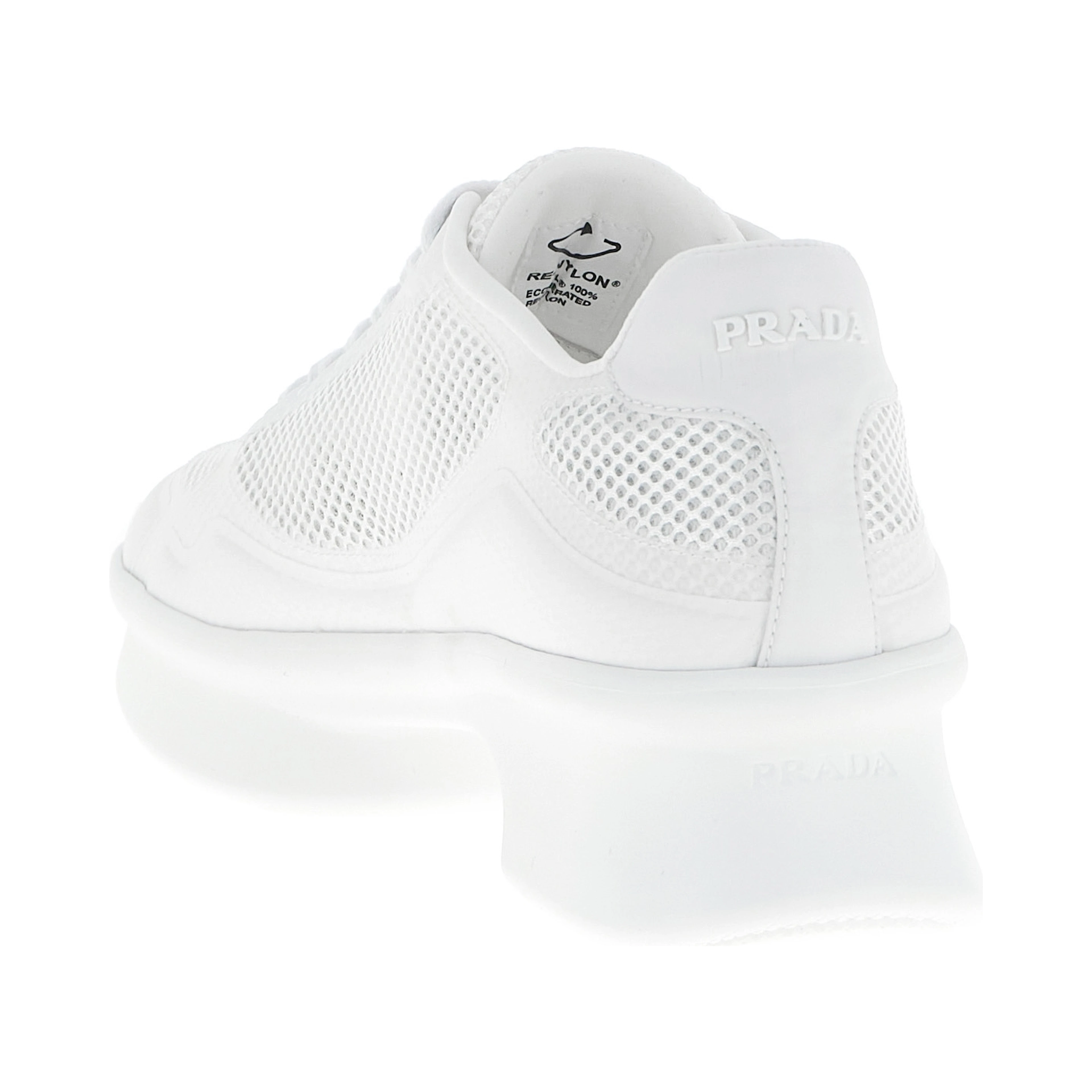 White Polyester Athletic Sneakers