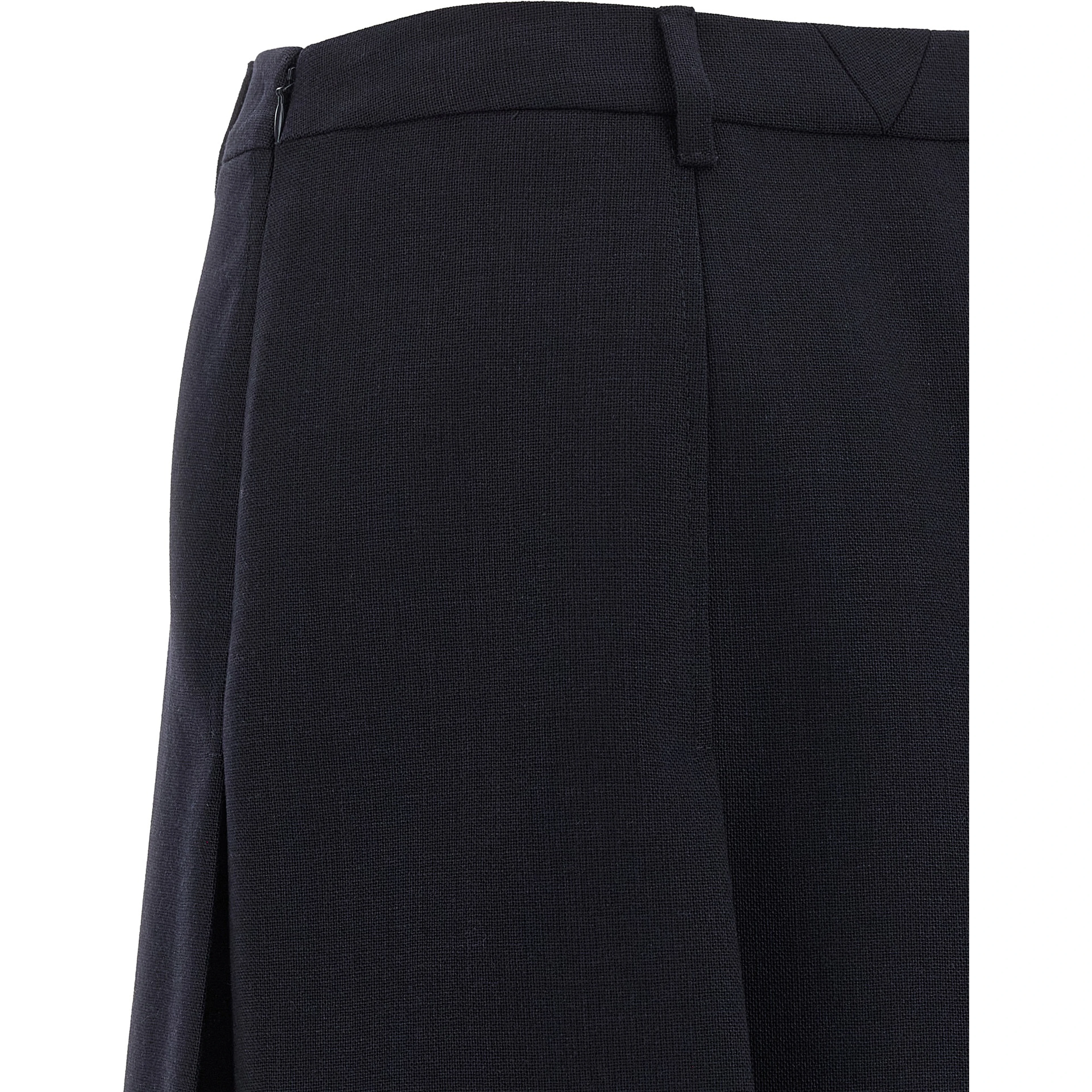 Blue Virgin Wool Midi Skirt