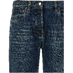 Blue Cotton Straight-Leg Jeans