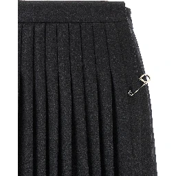 Gray Virgin Wool Midi Skirt