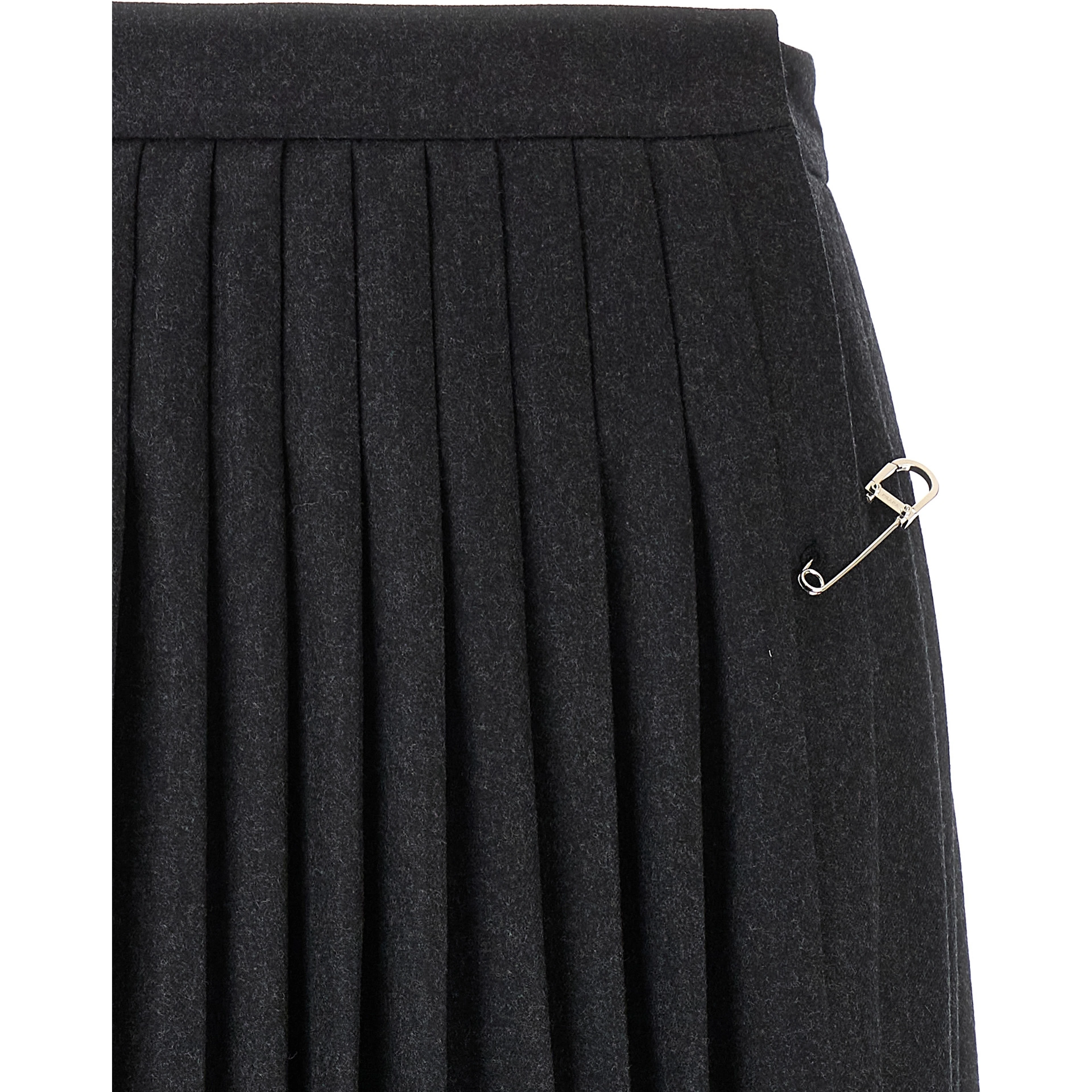 Gray Virgin Wool Midi Skirt