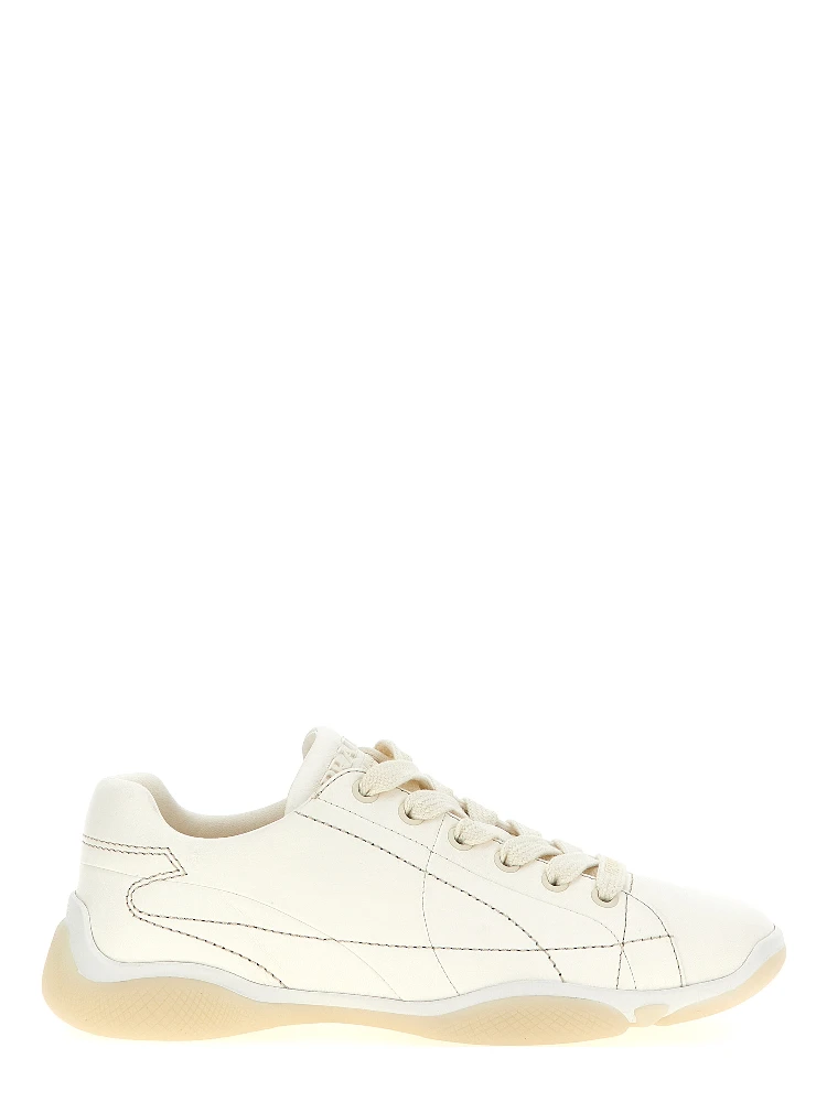 White Lamb Leather Low Top Sneakers