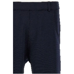 Blue Polyester Casual Pants