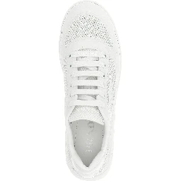 White Polyester Athletic Sneakers