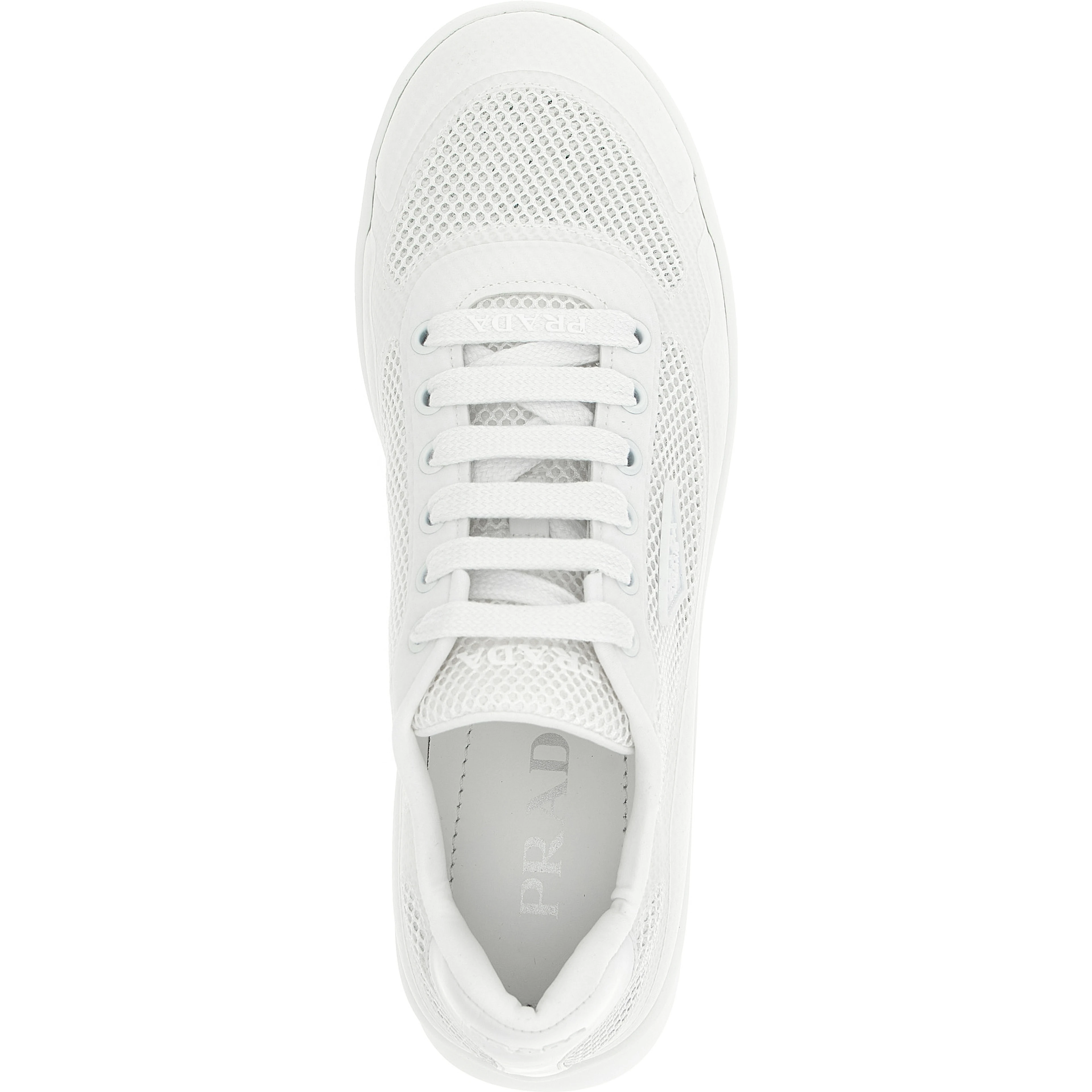 White Polyester Athletic Sneakers