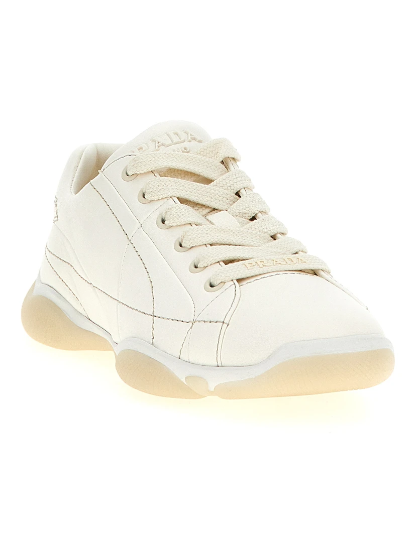 White Lamb Leather Low Top Sneakers