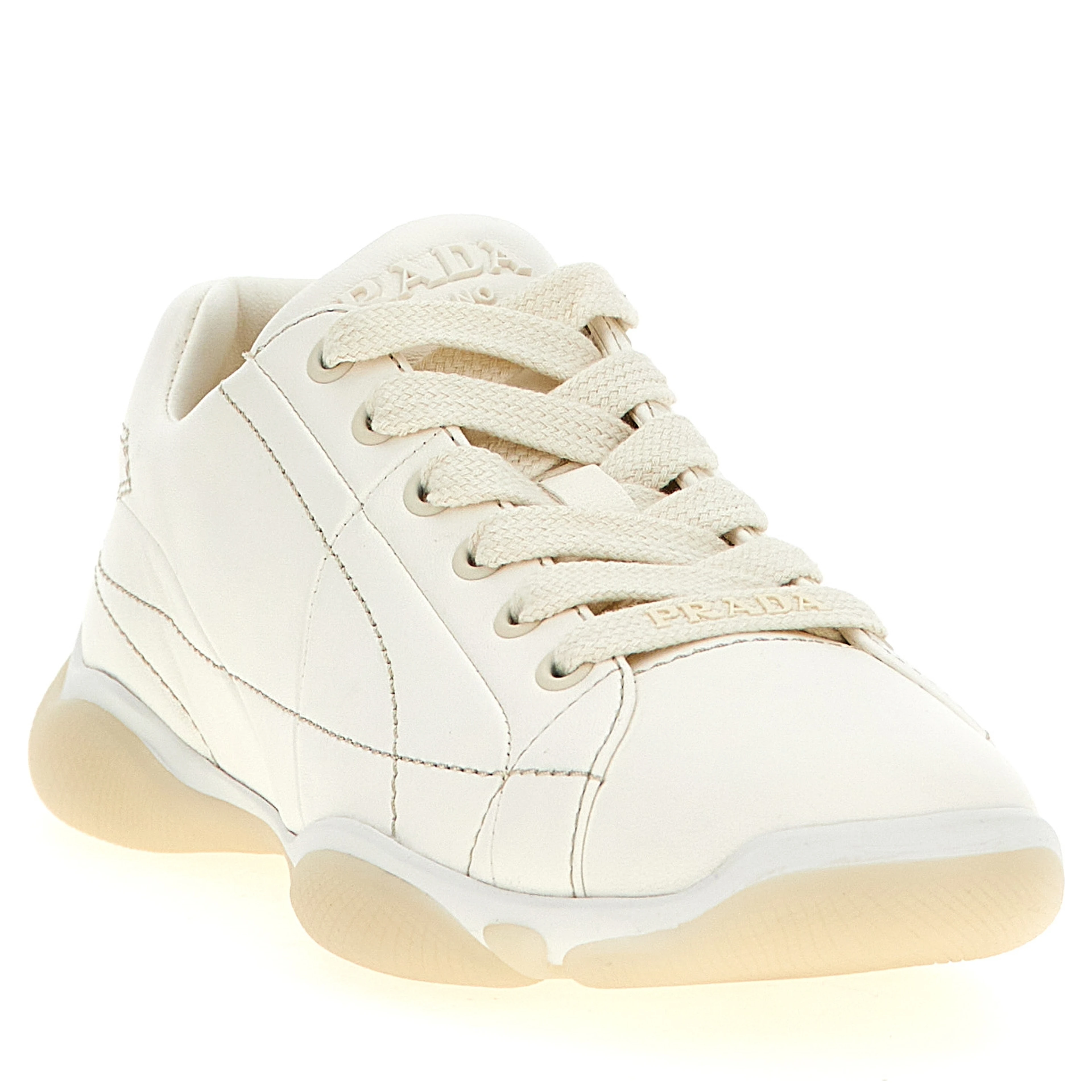 White Lamb Leather Low Top Sneakers