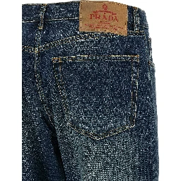 Blue Cotton Straight-Leg Jeans