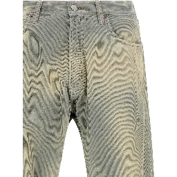 Blue Cotton Casual Pants