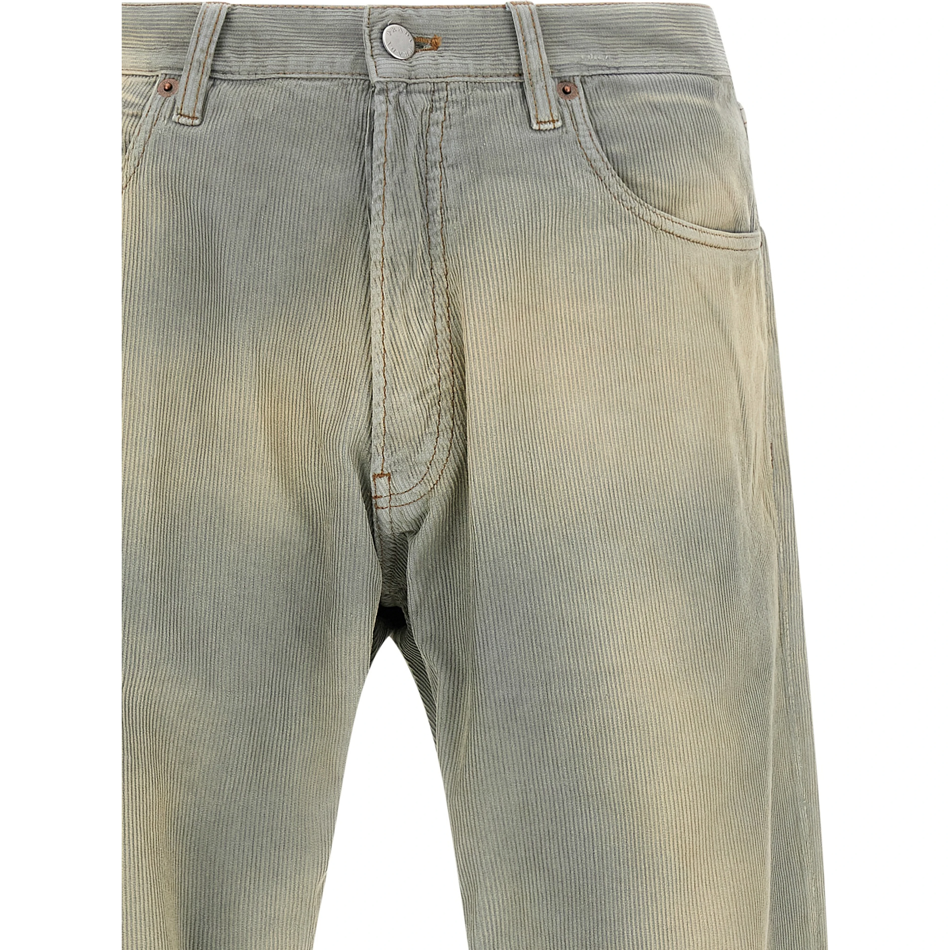 Blue Cotton Casual Pants
