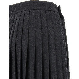 Gray Virgin Wool Midi Skirt