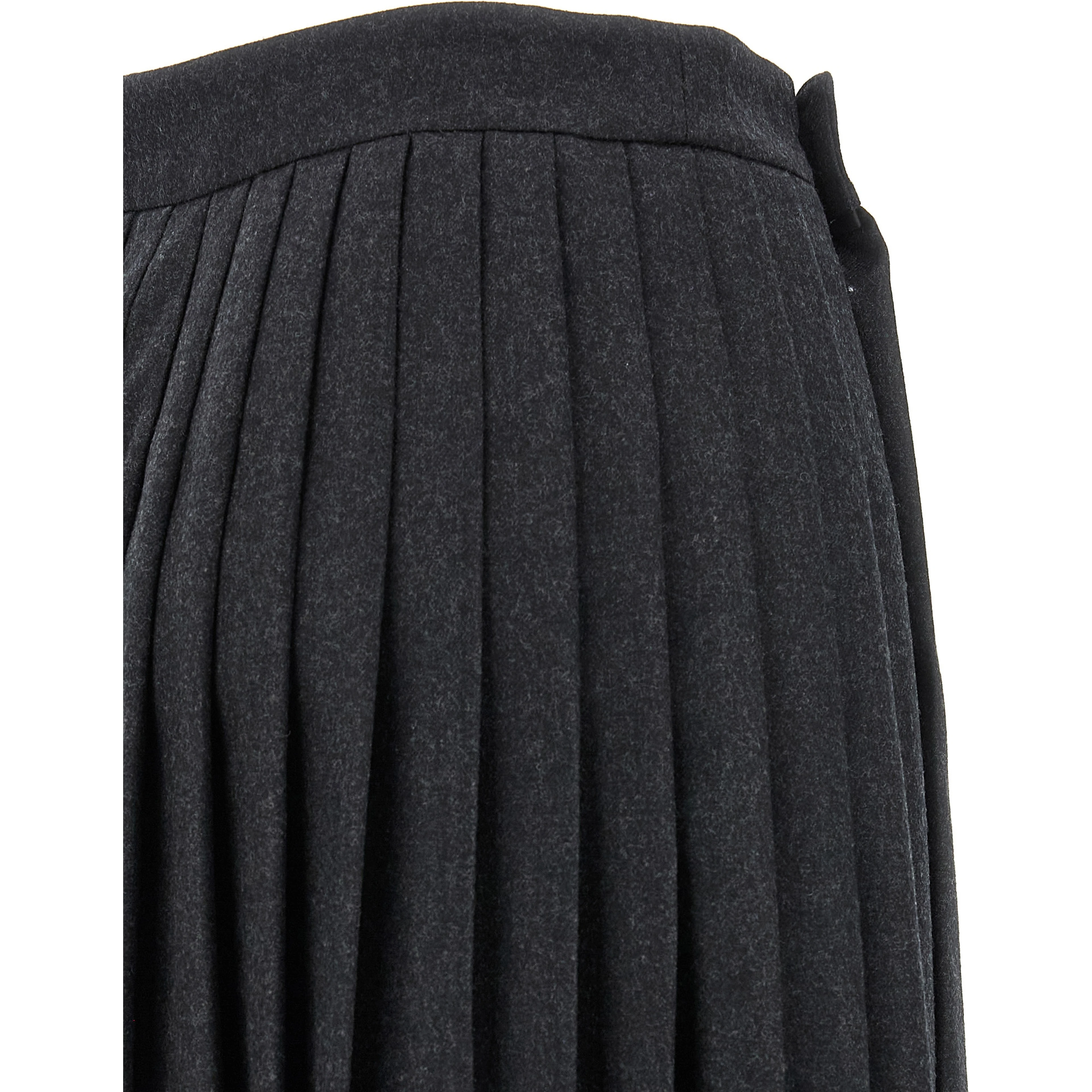 Gray Virgin Wool Midi Skirt