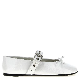White Calfskin Ballet Flats