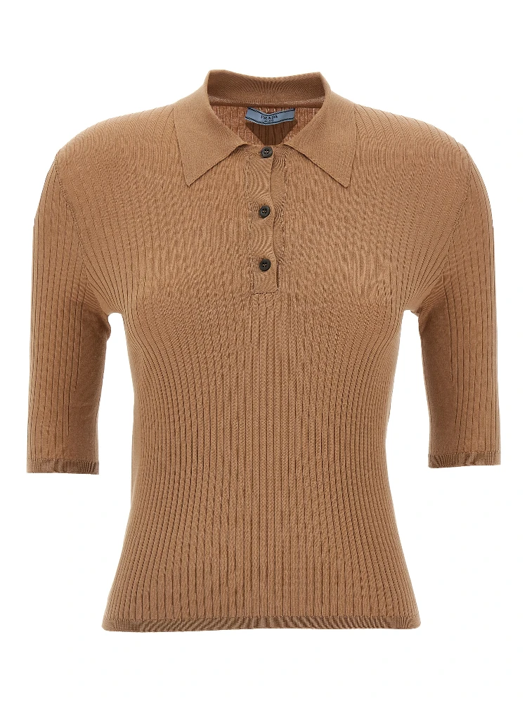Beige Cotton Polo Shirt