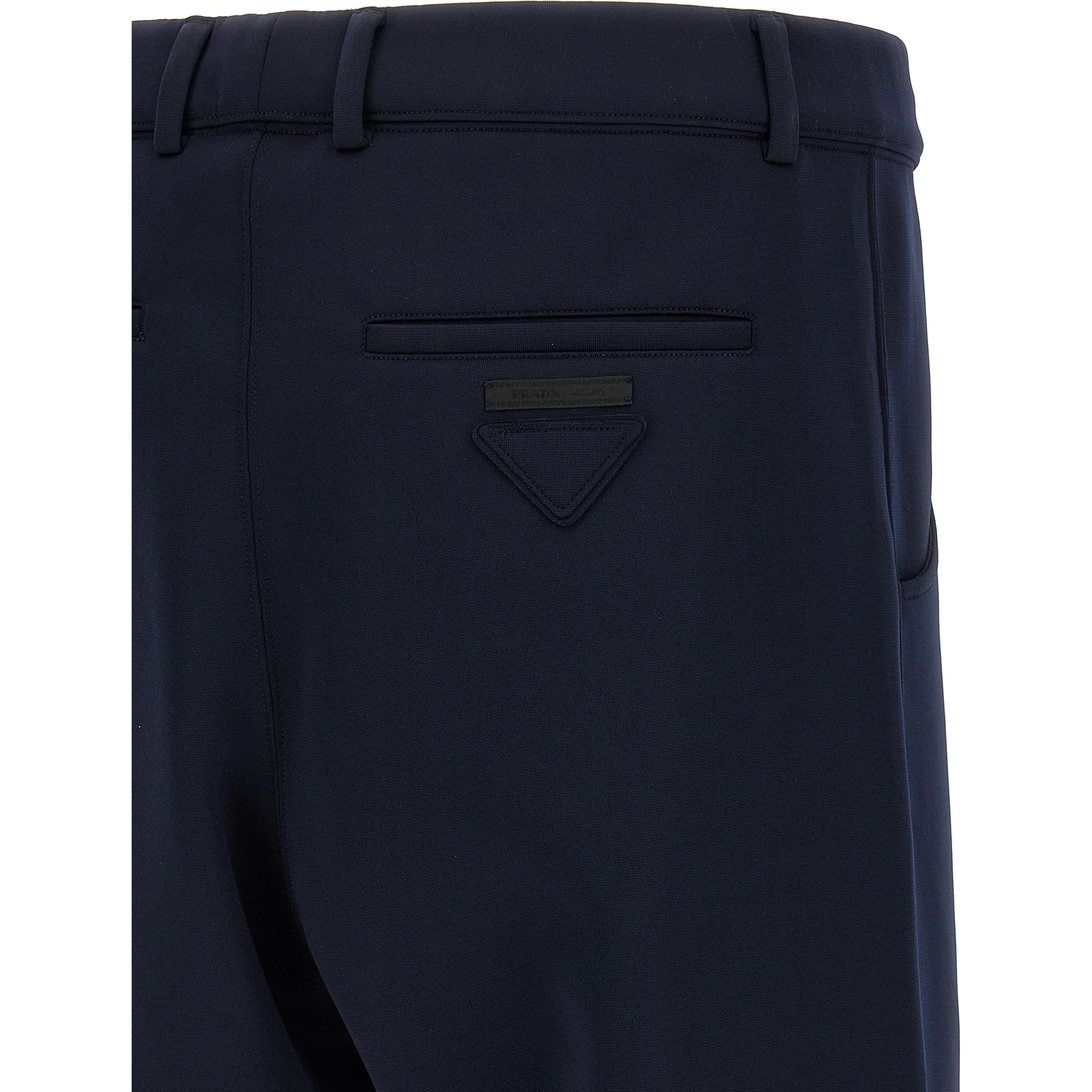 Blue Polyester Casual Pants