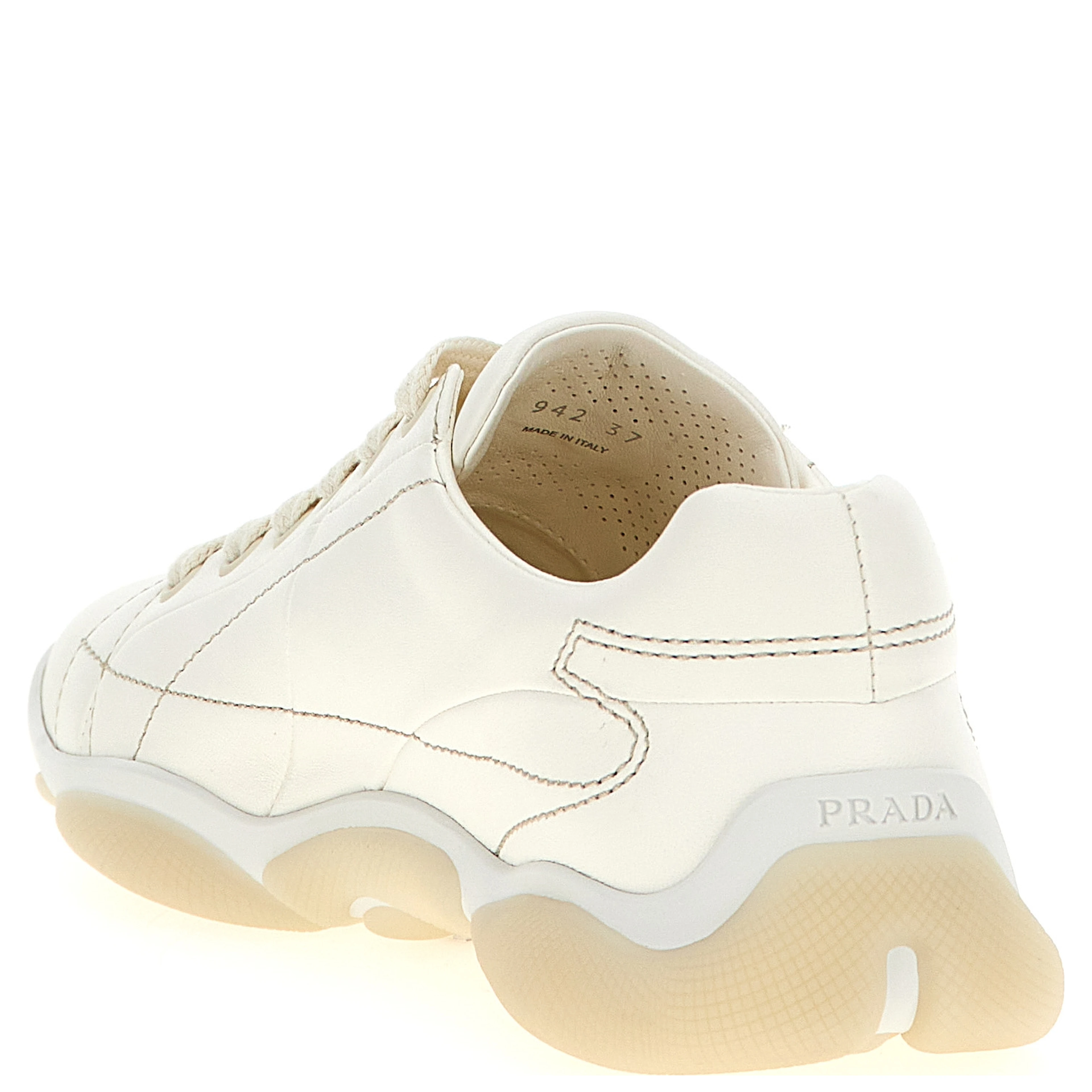 White Lamb Leather Low Top Sneakers