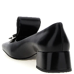Black Calfskin Mid Heel Pumps
